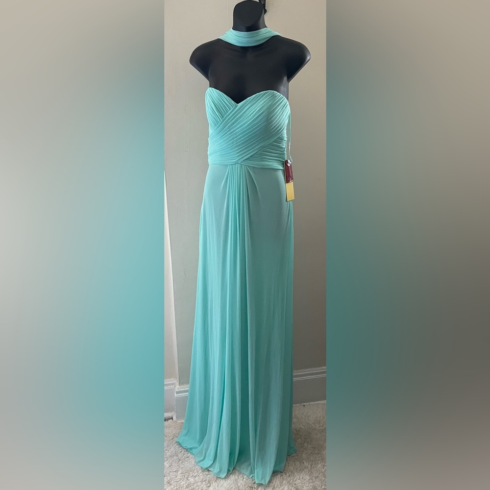 May Queen Mint Green Ruched Strapless Gown Size 8